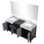 Lexora Zilara 72 inch W Black and Grey Double Sink Vanity Cabinet, Castle Grey Marble Top, Chrome Faucet Set and 28 in Mirrors