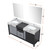 Lexora LZ342272DLISM28FMC Zilara 72 inch W Black and Grey Double Sink Vanity Cabinet, Castle Grey Marble Top, Chrome Faucet Set and 28 in Mirrors