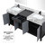 Lexora LZ342272DLISM28FCM Zilara 72 inch W Black and Grey Double Sink Vanity Cabinet, Castle Grey Marble Top, Matte Black Faucet Set and 28 in Mirrors