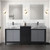 Lexora Zilara 72 inch W Black and Grey Double Sink Vanity Cabinet, Castle Grey Marble Top and Gun Metal Faucet Set