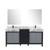 Lexora LZ342272DLISM28FBG Zilara 72 inch W Black and Grey Double Sink Vanity Cabinet, Castle Grey Marble Top, Gun Metal Faucet Set and 28 in Mirrors
