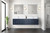 Lexora Geneva 80 in. W Navy Blue Wall Mount Double Sink Vanity Cabinet and White Quartz Top