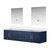 Lexora Geneva 80 in. W Navy Blue Wall Mount Double Sink Vanity Cabinet, White Quartz Top, and 30 in. LED Mirrors