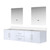 Lexora Geneva 80 in. W Glossy White Wall Mount Double Sink Vanity Cabinet, Cultured Marble Top, and 30 in. LED Mirrors