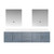 Lexora LVG80DB310 Geneva 80 in. W Dark Grey Wall Mount Double Sink Vanity Cabinet, Cultured Marble Top, and 30 in. LED Mirrors
