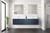 Lexora Geneva 80 in. W Navy Blue Wall Mount Double Sink Vanity Cabinet, Carrara Marble Top, and Faucet Set