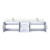 Lexora Geneva 80 in. W Glossy White Wall Mount Double Sink Vanity Cabinet, White Quartz Top, and Faucet Set