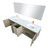 Lexora LLC80DKSOSM70FRG Lancy 80 inch W x 20 in D Rustic Acacia Double Sink Vanity Cabinet, White Quartz Top, Rose Gold Faucet Set and 70 in Mirror