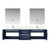 Lexora Geneva 80 in. W Navy Blue Wall Mount Double Sink Vanity Cabinet, White Quartz Top, Faucet Set, and 30 in. LED Mirrors