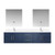 Lexora LVG80DE311 Geneva 80 in. W Navy Blue Wall Mount Double Sink Vanity Cabinet, Cultured Marble Top, Faucet Set, and 30 in. LED Mirrors