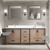 Lexora LVZV80DN211 Ziva 80 inch W Rustic Barnwood Double Sink Vanity Cabinet, White Quartz Top, Faucet Set and 30 in Mirrors