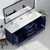 Lexora Jacques 80 in. W Navy Blue Double Sink Vanity Cabinet, Carrara Marble Top, and Faucet Set