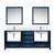 Lexora Jacques 80 in. W Navy Blue Double Sink Vanity Cabinet, White Quartz Top, Faucet Set, and 30 in. Mirrors