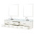 Lexora Castor 80 inch W White Double Sink Wall Hung Vanity Cabinet, Carrara Marble Top, Faucet Set, and 36 in Mirrors
