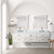Lexora LVC80DA111 Castor 80 inch W White Double Sink Wall Hung Vanity Cabinet, Carrara Marble Top, Faucet Set, and 36 in Mirrors