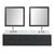 Lexora LVC80DL111 Castor 80 inch W Black Double Sink Wall Hung Vanity Cabinet, Carrara Marble Top, Faucet Set, and 36 in Mirrors