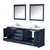 Lexora Dukes 80 in. W Navy Blue Double Sink Vanity Cabinet, Cultured Marble Top, Faucet Set, and 30 in. Mirrors