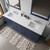 Lexora Dukes 80 in. W Navy Blue Double Sink Vanity Cabinet, Carrara Marble Top, and Faucet Set
