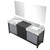 Lexora  LZ342280DLISM30 Zilara 80 in W x 22 in D Black and Grey Double Bath Vanity, Castle Grey Marble Top and 30 in Mirrors