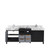 Lexora LZ342280DLISFMC Zilara 80 inch W Black and Grey Double Sink Vanity Cabinet, Castle Grey Marble Top and Chrome Faucet Set