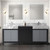 Lexora Zilara 80 inch W Black and Grey Double Sink Vanity Cabinet, Castle Grey Marble Top and Chrome Faucet Set