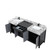 Lexora LZ342280DLISFCM Zilara 80 inch W Black and Grey Double Sink Vanity Cabinet, Castle Grey Marble Top and Matte Black Faucet Set