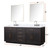 Lexora Abbey 80 inch W Black Oak Double Sink Vanity Cabinet, Carrara Marble Top, Faucet Set, and 36 in Mirrors
