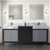 Lexora LZ342280DLISFBG Zilara 80 inch W Black and Grey Double Sink Vanity Cabinet, Castle Grey Marble Top and Gun Metal Faucet Set
