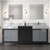 Lexora LZ342280DLISM30FMC Zilara 80 inch W Black and Grey Double Sink Vanity Cabinet, Castle Grey Marble Top, Chrome Faucet Set and 30 in Mirrors