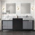 Lexora Zilara 80 inch W Black and Grey Double Sink Vanity Cabinet, Castle Grey Marble Top, Chrome Faucet Set and 30 in Mirrors