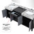 Lexora Zilara 80 inch W Black and Grey Double Sink Vanity Cabinet, Castle Grey Marble Top, Chrome Faucet Set and 30 in Mirrors