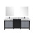 Lexora LZ342280DLISM30FCM Zilara 80 inch W Black and Grey Double Sink Vanity Cabinet, Castle Grey Marble Top, Matte Black Faucet Set and 30 in Mirrors