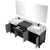 Lexora LZ342280DLISM30FCM Zilara 80 inch W Black and Grey Double Sink Vanity Cabinet, Castle Grey Marble Top, Matte Black Faucet Set and 30 in Mirrors