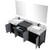 Lexora Zilara 80 inch W Black and Grey Double Sink Vanity Cabinet, Castle Grey Marble Top, Matte Black Faucet Set and 30 in Mirrors