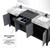 Lexora LZ342280DLISM30FCM Zilara 80 inch W Black and Grey Double Sink Vanity Cabinet, Castle Grey Marble Top, Matte Black Faucet Set and 30 in Mirrors