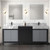 Lexora Zilara 80 inch W Black and Grey Double Sink Vanity Cabinet, Castle Grey Marble Top, Matte Black Faucet Set and 30 in Mirrors