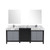 Lexora  LZ342280DLISM30FBG Zilara 80 in W x 22 in D Black and Grey Double Bath Vanity, Castle Grey Marble Top, Gun Metal Faucet Set and 30 in Mirrors