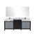 Lexora Zilara 80 inch W Black and Grey Double Sink Vanity Cabinet, Castle Grey Marble Top, Gun Metal Faucet Set and 30 in Mirrors