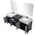 Lexora Zilara 80 inch W Black and Grey Double Sink Vanity Cabinet, Castle Grey Marble Top, Gun Metal Faucet Set and 30 in Mirrors