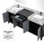 Lexora LZ342280DLISM30FBG Zilara 80 inch W Black and Grey Double Sink Vanity Cabinet, Castle Grey Marble Top, Gun Metal Faucet Set and 30 in Mirrors