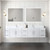 Lexora Geneva 84 in. W Glossy White Wall Mount Double Sink Vanity Cabinet and White Quartz Top