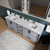 Lexora Ziva 84 inch W Dark Grey Double Sink Vanity Cabinet and White Quartz Top