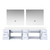 Lexora LVG84DM210 Geneva 84 in. W Glossy White Wall Mount Double Sink Vanity Cabinet, White Quartz Top, and 36 in. LED Mirrors