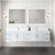 Lexora LVG84DM210 Geneva 84 in. W Glossy White Wall Mount Double Sink Vanity Cabinet, White Quartz Top, and 36 in. LED Mirrors