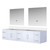 Lexora Geneva 84 in. W Glossy White Wall Mount Double Sink Vanity Cabinet, Cultured Marble Top, and 36 in. LED Mirrors