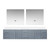Lexora Geneva 84 in. W Dark Grey Wall Mount Double Sink Vanity Cabinet, White Quartz Top, and 36 in. LED Mirrors