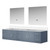 Lexora Geneva 84 in. W Dark Grey Wall Mount Double Sink Vanity Cabinet, White Quartz Top, and 36 in. LED Mirrors