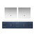 Lexora Geneva 84 in. W Navy Blue Wall Mount Double Sink Vanity Cabinet, White Quartz Top, and 36 in. LED Mirrors