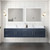 Lexora LVG84DE210 Geneva 84 in. W Navy Blue Wall Mount Double Sink Vanity Cabinet, White Quartz Top, and 36 in. LED Mirrors
