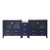 Lexora LVV84D36E600 Volez 84 inch W Navy Blue Double Sink Vanity Cabinet with Side Cabinet, and White Ceramic Top